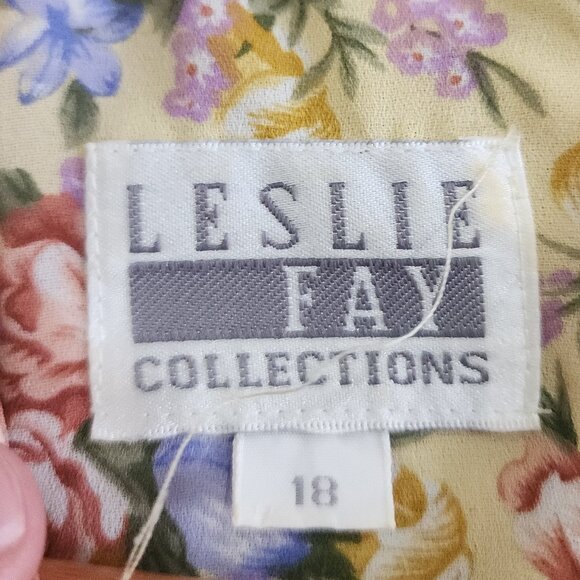Vintage Leslie Fay Yellow Floral Prairie Cottagecore Midi Dress Size 18 (XL Fit) - Picture 15 of 16